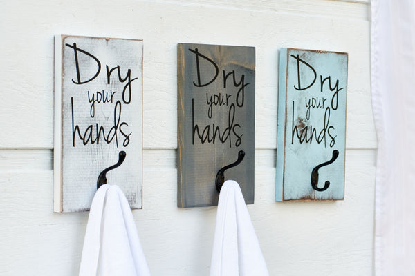 3D Beach towel sign with hooks, Wood Bathroom sign, farmhouse