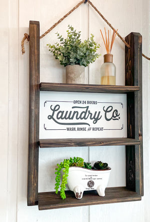Farmhouse Laundry Room Shelf Functional  Decorative - Maximize Storage Space