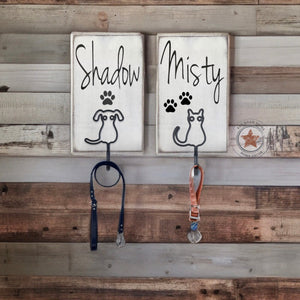Pet Personalized Leash/Collar Organizer Hook Sign