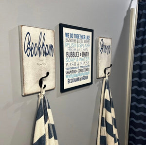Bathroom Decor for kids towels, Bath nautical, Back Pack Hooks, Kids Name Sign, Wooden Name Signs, Towel Holder, Towel Rack, Bathroom Hooks