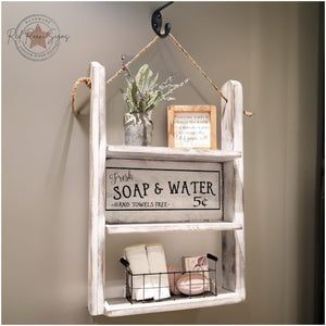 Floating Bathroom Shelf with Towel Rack - Bathroom Storage and Organizer - Rope Hanging Shelves for Bathroom Decor