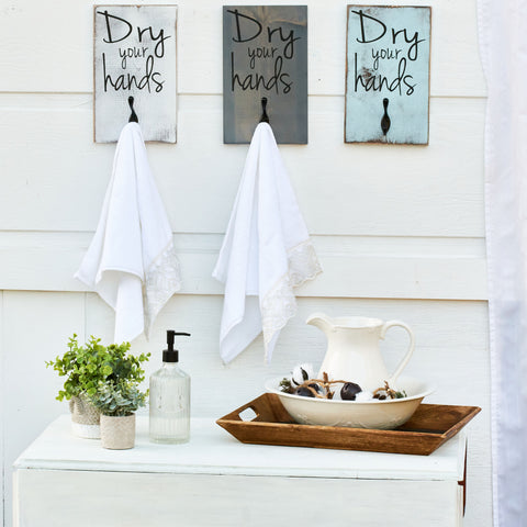 3D Beach towel sign with hooks, Wood Bathroom sign, farmhouse