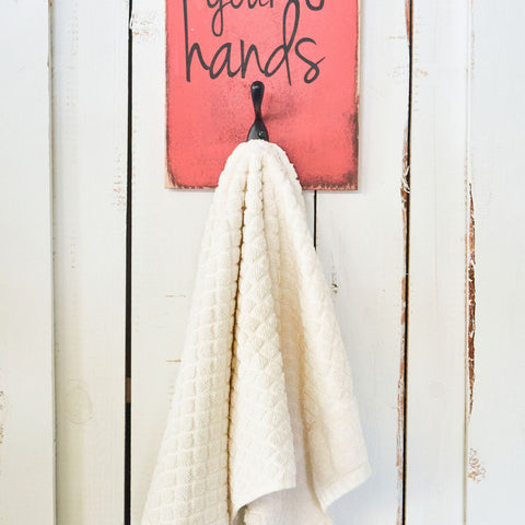 Bathroom/Kitchen Dry your hands Towel Hook Wood Sign – RedRoanSigns