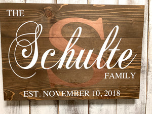 Family Initial Sign - Last Name Sign - Wedding Gifts