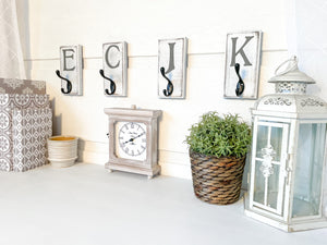 Personalized initial Entryway Organizer Towel Rack Key Hooks Wall Mounted Coat Rack Catch All