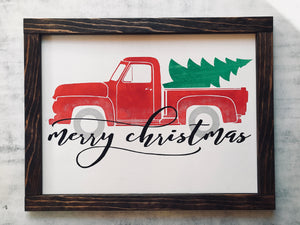 Red Truck Merry Christmas Sign - Christmas Decor - Christmas Decorations - Red Roan Signs | Custom Rustic Home Decor 