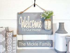 Modern Farmhouse Decor Welcome Sign in Grey - Gift for Interior Designers