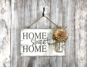 Rustic Chic Home Decor Wood Sign - Home Sweet Home - Red Roan Signs | Custom Rustic Home Decor 
