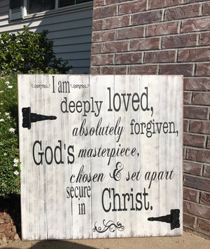 Christian Wall Art - Large Wood Sign - Deeply Loved - Red Roan Signs | Custom Rustic Home Decor 